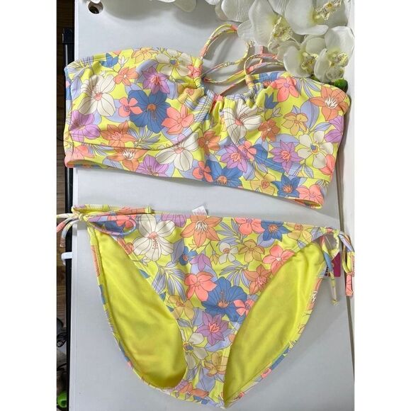 Ninety Nine Womens Floral 2 piece bathing suit Size XL - Picture 1 of 5
